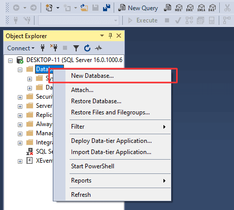 Create database