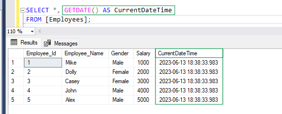 GETDATE function
